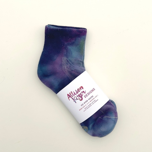 Mens Tie Dye Galaxy Socks Ice Dye Purple Navy Ankle Socks Mid Crew Hand Dyed - Picture 3 of 5
